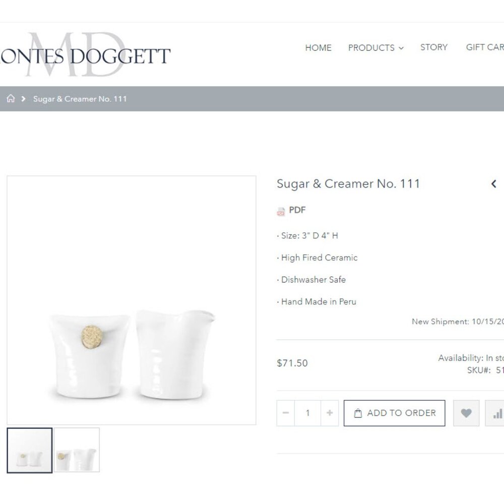 Montes Doggett #111 Sugar & Creamer - Brand new! - Picture 5 of 5